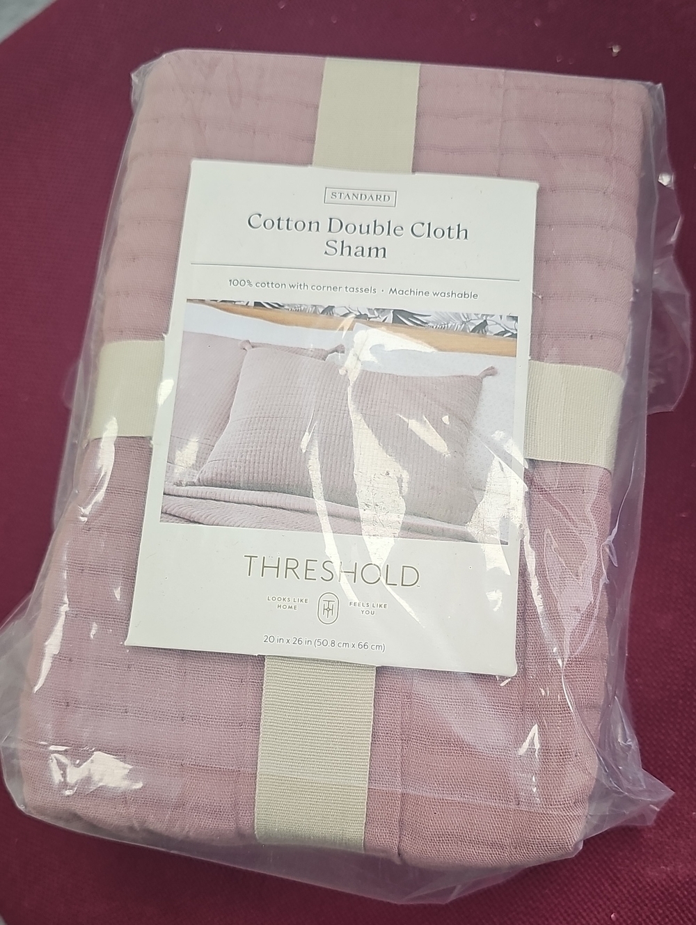 Threshold Cotton Double Cloth Sham - Dusty Rose